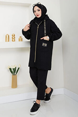 Oversize Buklet Kaban Siyah HM2657