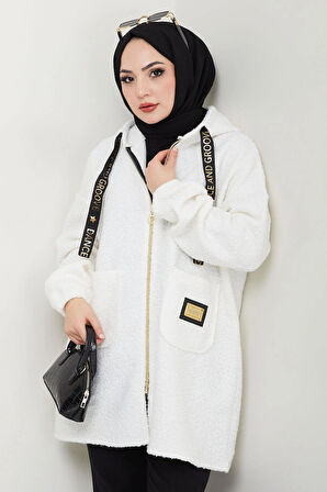 Oversize Buklet Kaban Beyaz HM2657