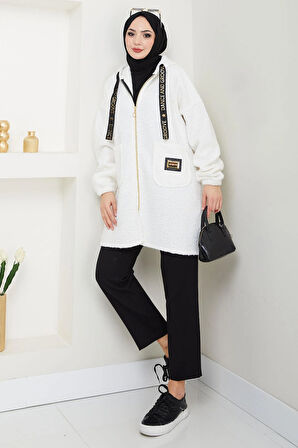 Oversize Buklet Kaban Beyaz HM2657