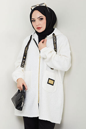Oversize Buklet Kaban Beyaz HM2657