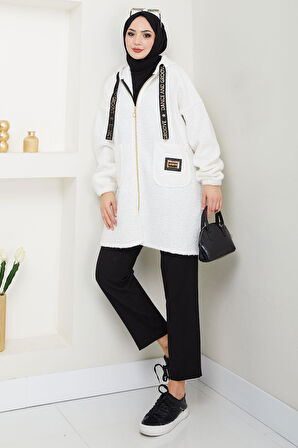 Oversize Buklet Kaban Beyaz HM2657