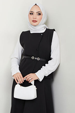 Yelekli Etekli İkili Takım Siyah HM2690