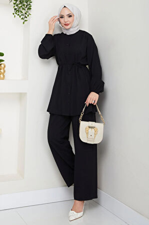 Hakim Yaka Gömlekli İkili Takım Siyah HM2688