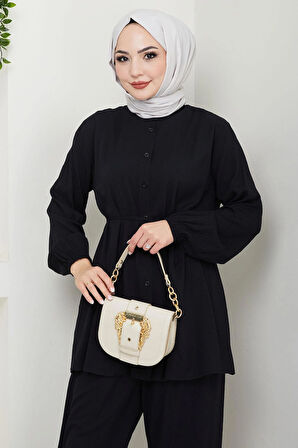 Hakim Yaka Gömlekli İkili Takım Siyah HM2688