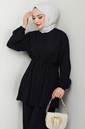 Hakim Yaka Gömlekli İkili Takım Siyah HM2688