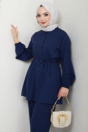 Hakim Yaka Gömlekli İkili Takım Lacivert HM2688