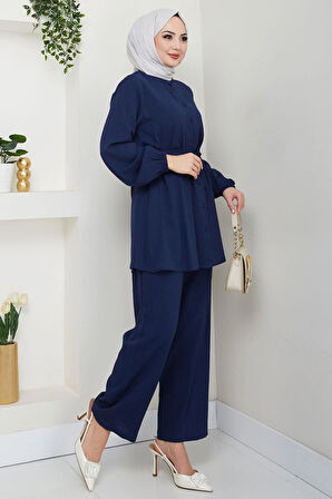 Hakim Yaka Gömlekli İkili Takım Lacivert HM2688
