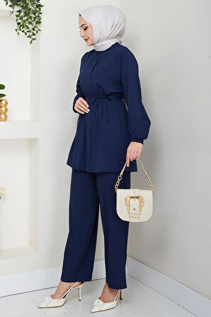 Hakim Yaka Gömlekli İkili Takım Lacivert HM2688