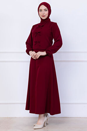 Önü Fiyonklu Etekli İkili Takım Bordo HM2705