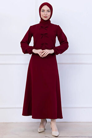 Önü Fiyonklu Etekli İkili Takım Bordo HM2705