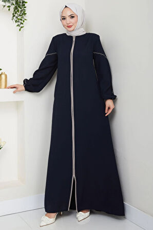 Kolları Nakışlı Ferace Lacivert HM2721