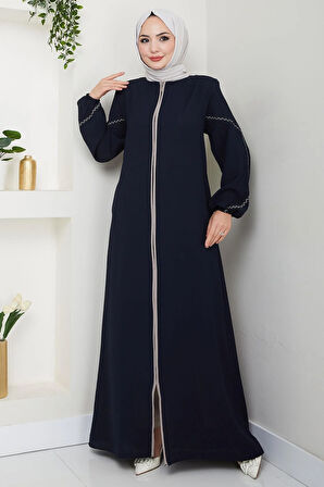 Kolları Nakışlı Ferace Lacivert HM2721