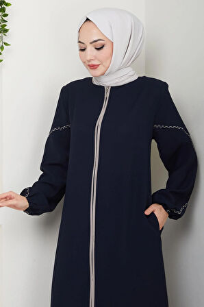 Kolları Nakışlı Ferace Lacivert HM2721