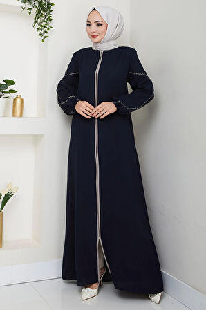 Kolları Nakışlı Ferace Lacivert HM2721