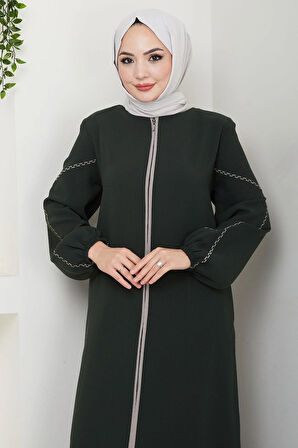 Kolları Nakışlı Ferace Haki HM2721