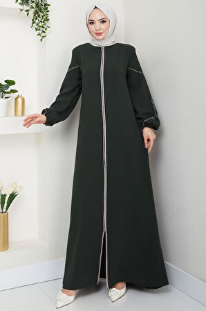 Kolları Nakışlı Ferace Haki HM2721