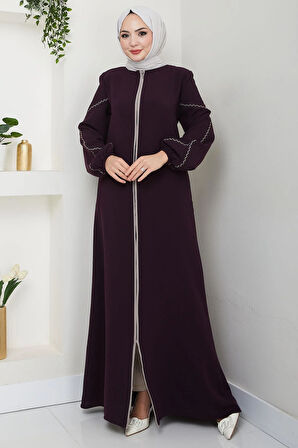 Kolları Nakışlı Ferace Mürdüm HM2721