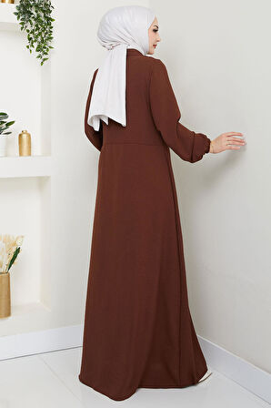 Yandan Bağlamalı Ayrobin Elbise Kahverengi HM2729
