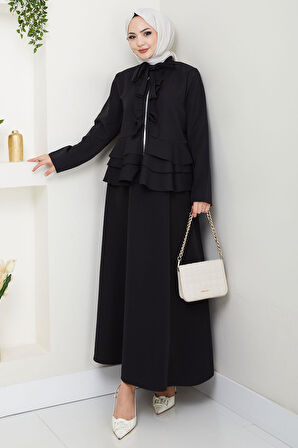 Fırfırlı Etekli Takım Siyah HM2722