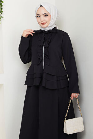 Fırfırlı Etekli Takım Siyah HM2722