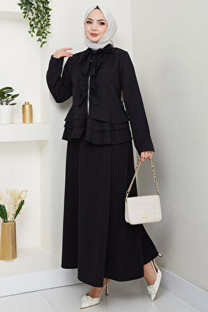 Fırfırlı Etekli Takım Siyah HM2722
