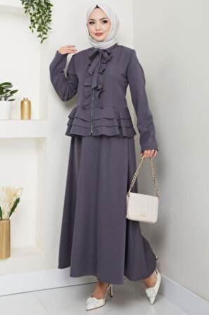 Fırfırlı Etekli Takım Gri HM2722