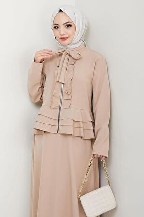 Fırfırlı Etekli Takım Bej HM2722