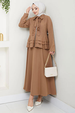 Fırfırlı Etekli Takım Vizon HM2722