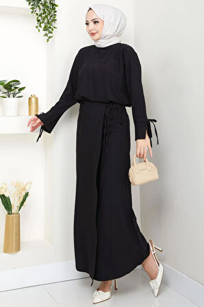 Bağcık Detaylı Etekli Takım Siyah HM2724