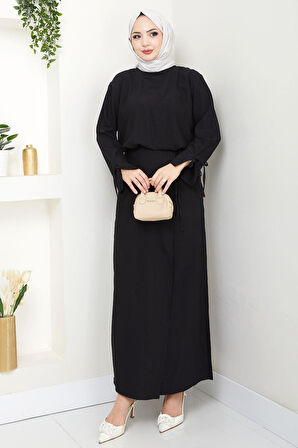 Bağcık Detaylı Etekli Takım Siyah HM2724