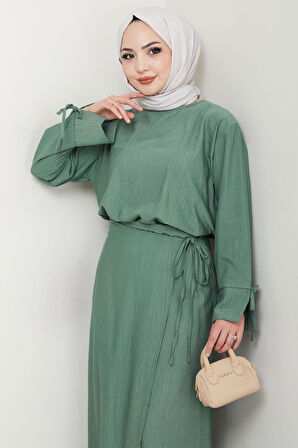 Bağcık Detaylı Etekli Takım Mint HM2724