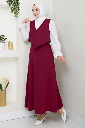 Yandan Bağlamalı Yelekli Takım Bordo HM2723