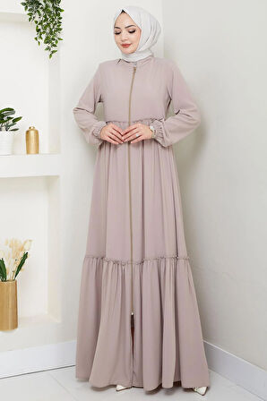 Büzgü Detaylı Ferace Bej HM2034