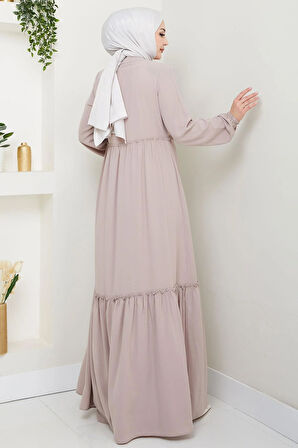 Büzgü Detaylı Ferace Bej HM2034