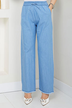 Beli Lastikli Kot  Pantolon Açık Mavi HM2726