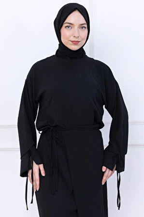 Yandan Bağlamalı Ayrobin Etekli Takım Siyah HM2738