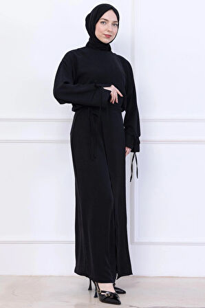 Yandan Bağlamalı Ayrobin Etekli Takım Siyah HM2738