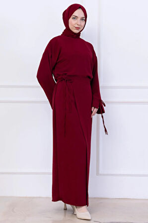 Yandan Bağlamalı Ayrobin Etekli Takım Bordo HM2738