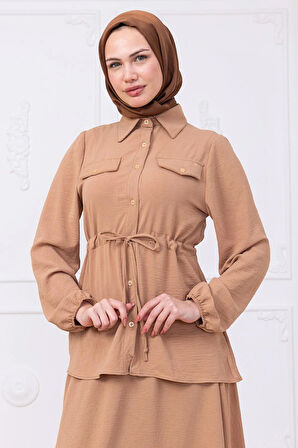 Beli Bağlamalı Etekli Ayrobin Takım Camel HM2734