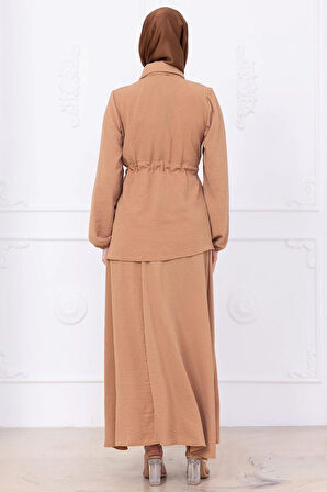 Beli Bağlamalı Etekli Ayrobin Takım Camel HM2734
