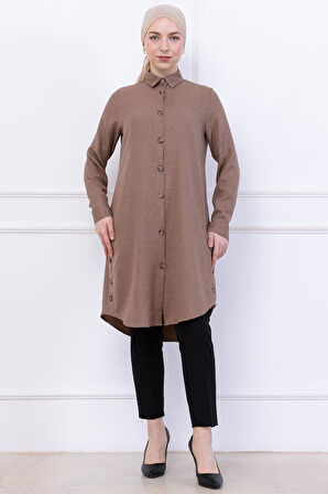 Düğme Detaylı Tunik Vizon HM2737