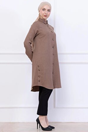 Düğme Detaylı Tunik Vizon HM2737