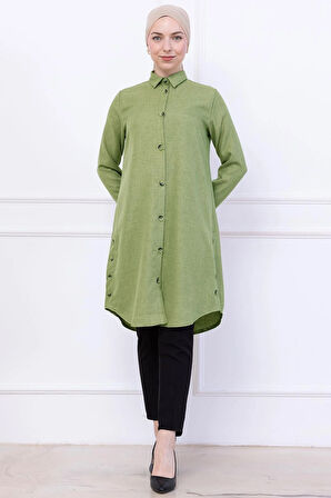 Düğme Detaylı Tunik Çağla HM2737