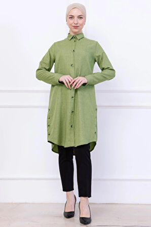 Düğme Detaylı Tunik Çağla HM2737