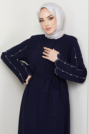 Kolu Taşlı Gizli Patlı Ferace Lacivert HM2152