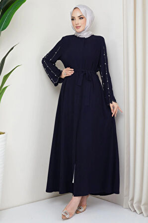 Kolu Taşlı Gizli Patlı Ferace Lacivert HM2152