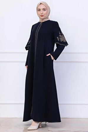 Nakış Detaylı Ferace Lacivert HM2733