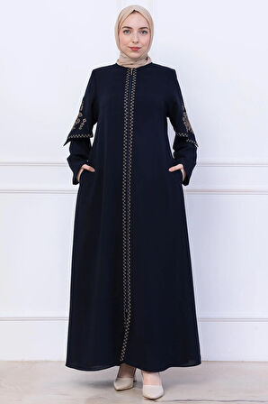 Nakış Detaylı Ferace Lacivert HM2733