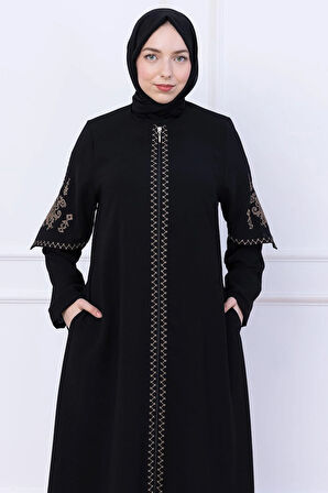 Nakış Detaylı Ferace Siyah HM2733