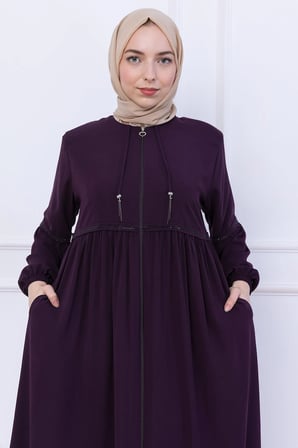 Büzgülü Taşlı Ferace Mürdüm HM2732
